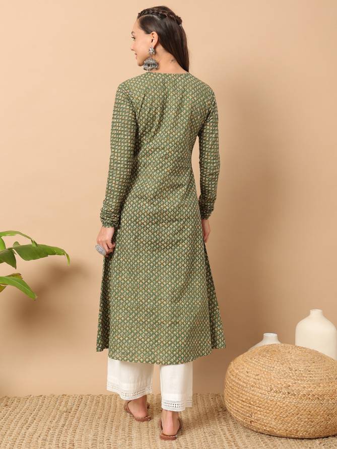 FAR0112 Size Set Long Sleeve Printed Cotton Kurti With Bottom Wholesale Shop In Surat
